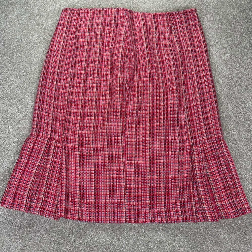 BISOU BISOU Women's Size 10 Tweed Flounce Hem Midi Skirt Pink Multi Color